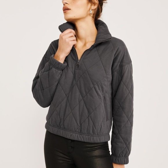 Abercrombie \u0026 Fitch Tops | Abercrombie \u0026 Fitch Half-Zip Quilted Fleece Jacket in Dark Gray | Color: Blue/Gray | Size: S | Ckaynowlin's Closet